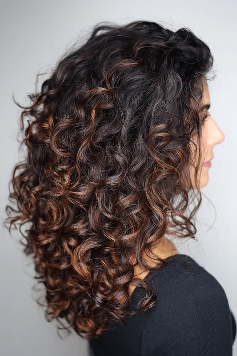 Mocha balayage with burgundy undertone