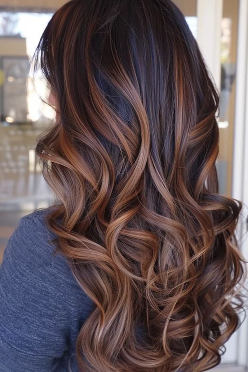 Dimensional mocha balayage for thick hair
