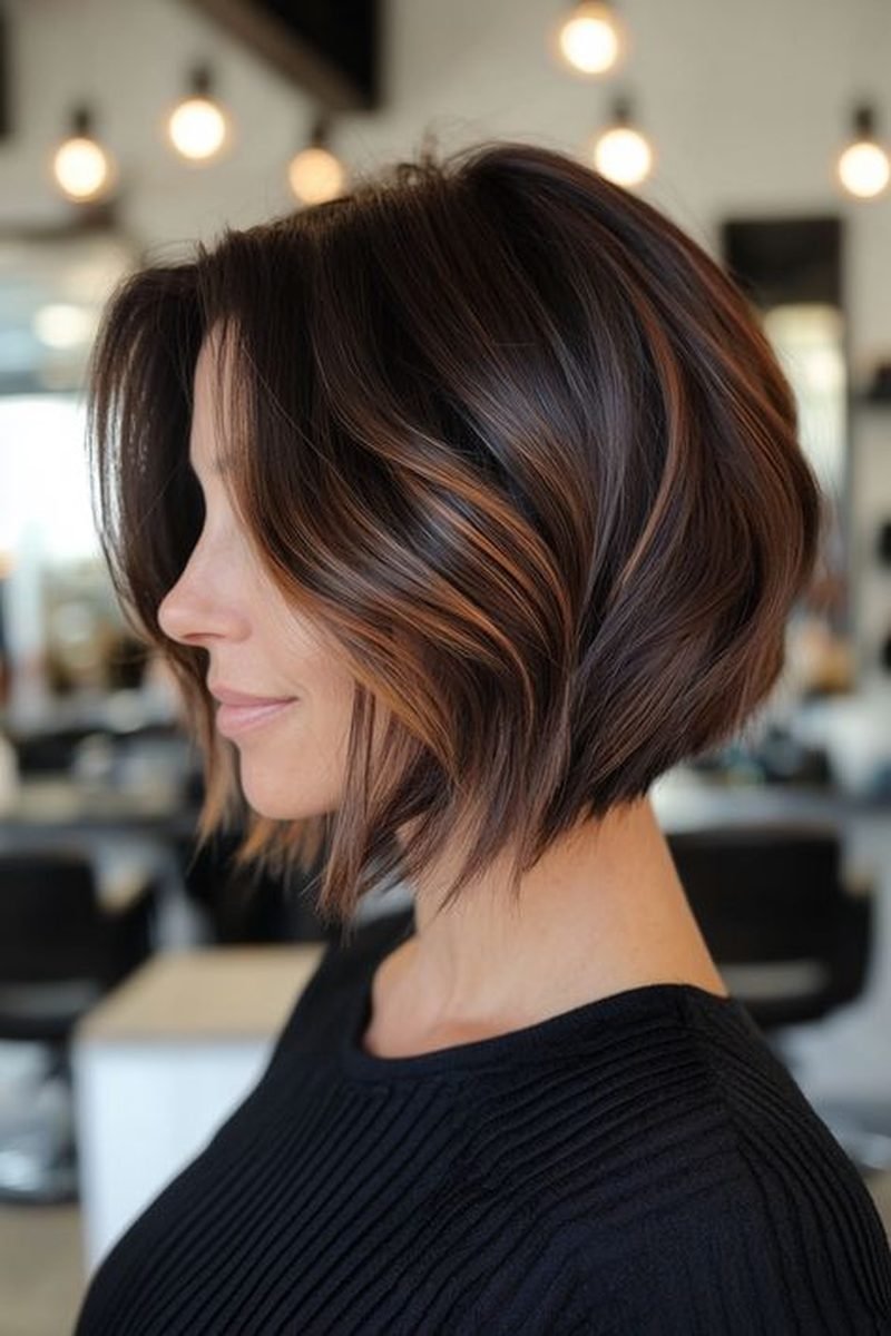 Glossy glass hair mocha balayage