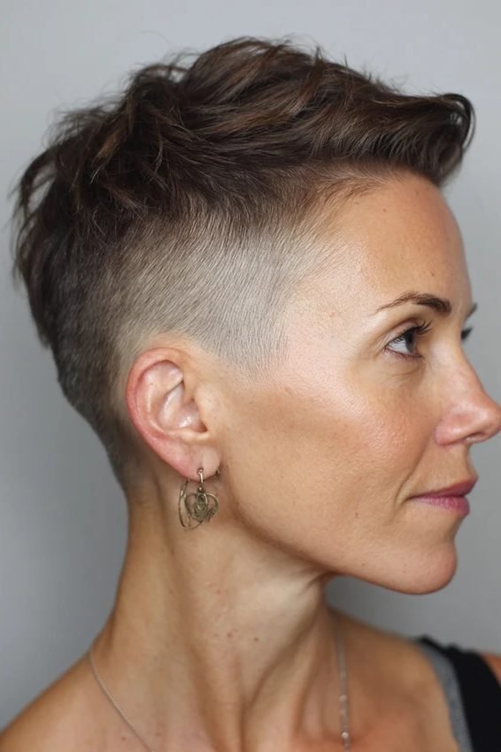 Messy pixie with undercut for women over 50