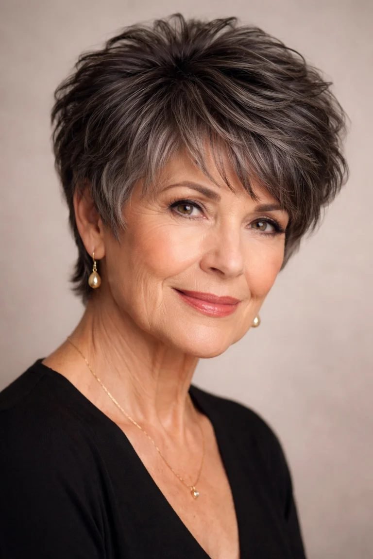 Airy lightweight messy pixie for women over 50