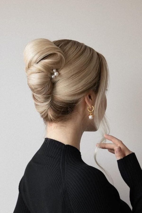 Modern French twist updo for New Year's Eve