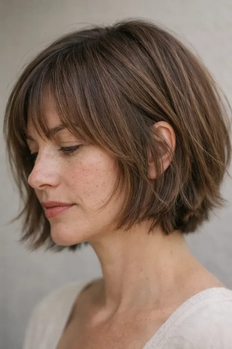 French bob with soft layers and natural movement