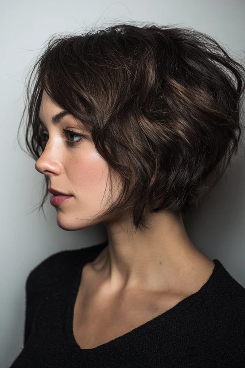 Short layered bob that preserves density for fine hair
