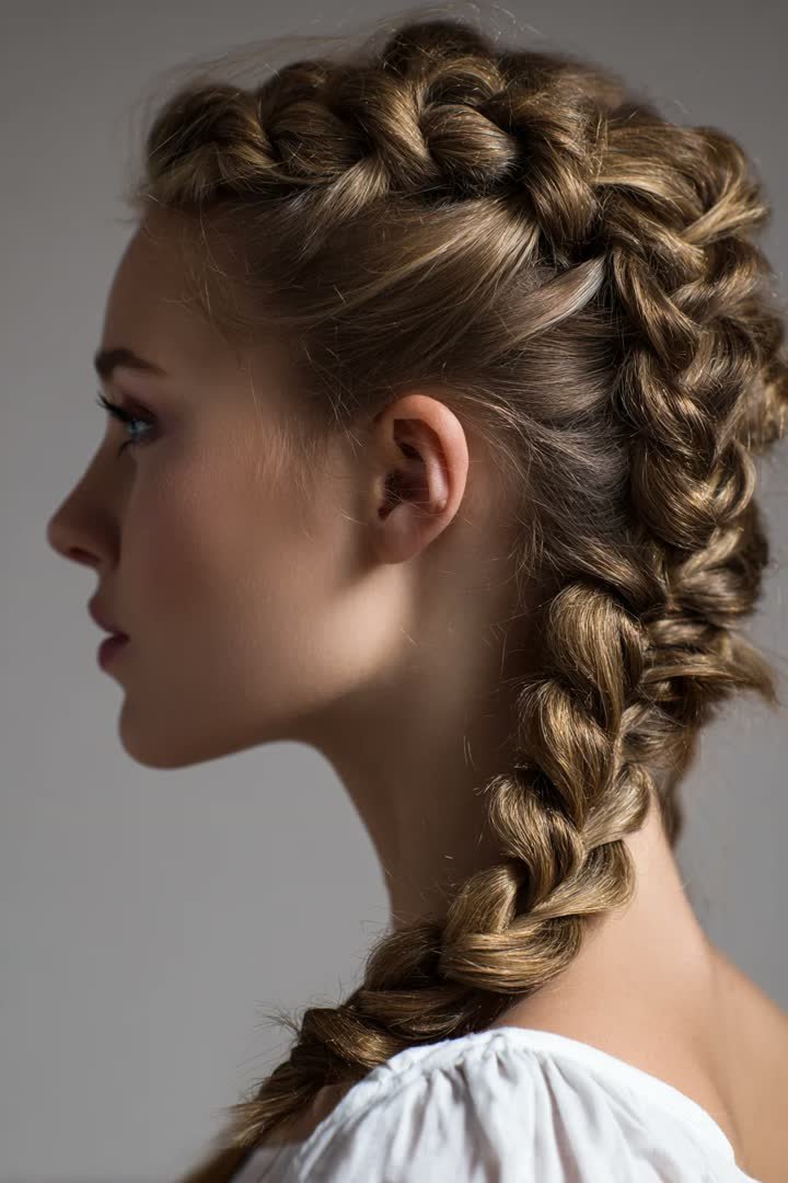 Dutch braid crown hairstyle for a winter formal