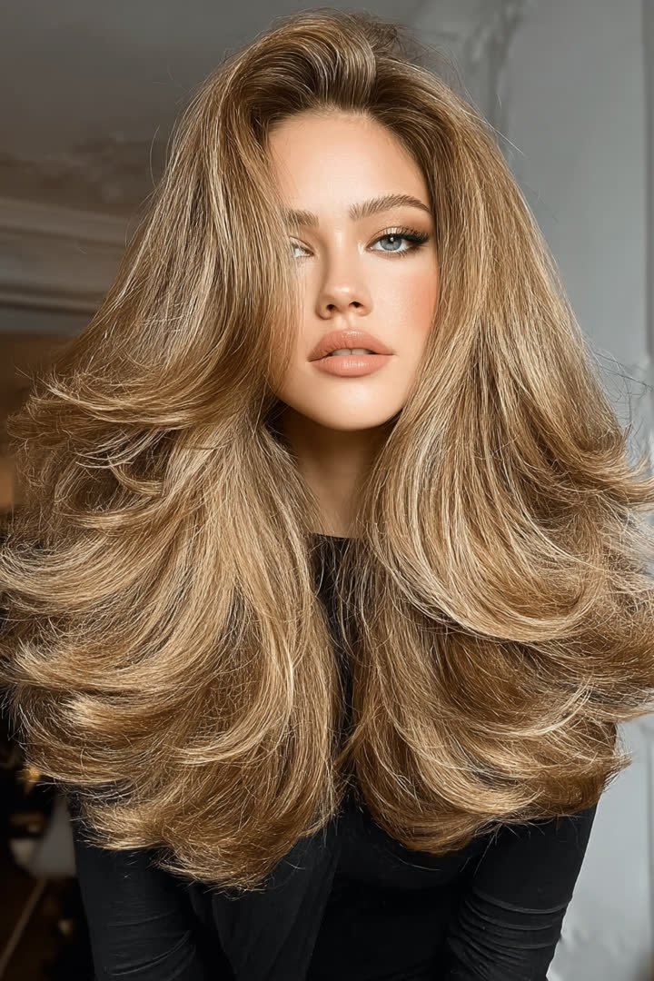 Voluminous blowout hairstyle for a winter formal