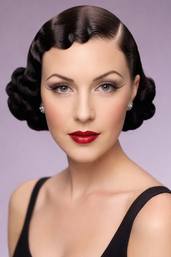 Vintage finger waves hairstyle for a winter formal